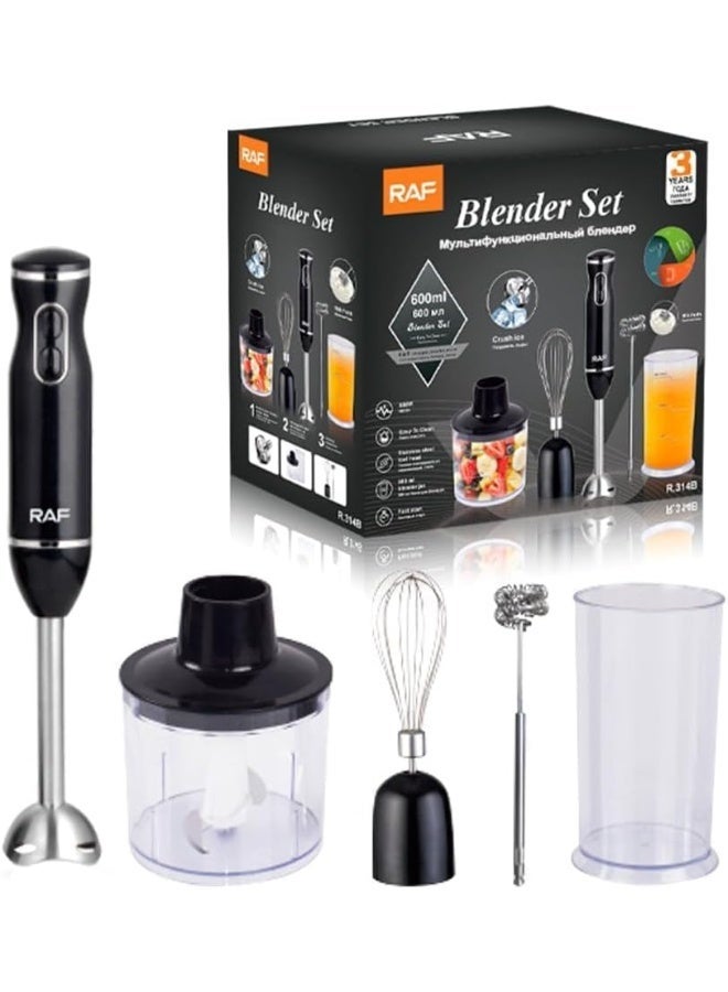 RAF خلاط يدوي 4 في 1 800 واط خلاط غمر مع مفرمة، خفاقة ووعاء سعة 700 مل - شفرات من الفولاذ المقاوم للصدأ 6 سرعات للسموذي، والهرس، والصلصات، وتحضير الطعام اليومي - Image 3